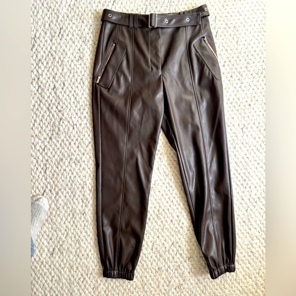 Pants - 3.1 Phillip Lim Belted Vegan Leather Joggers Brown size 6. Brand new.
